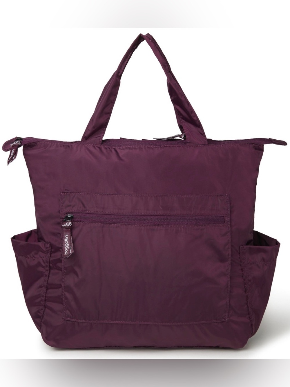 Baggallini Deep Plum Nylon Tote with Front Zip Pocket